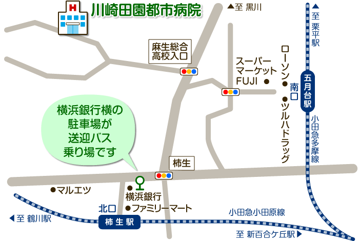 川崎田園都市病院へのアクセスマップ