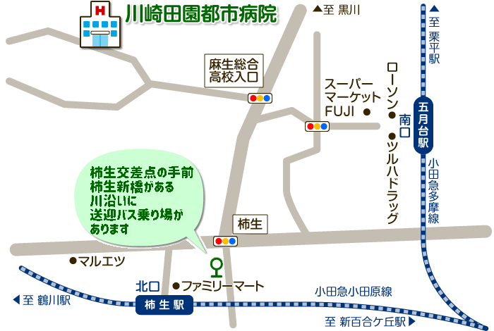 川崎田園都市病院へのアクセスマップ
